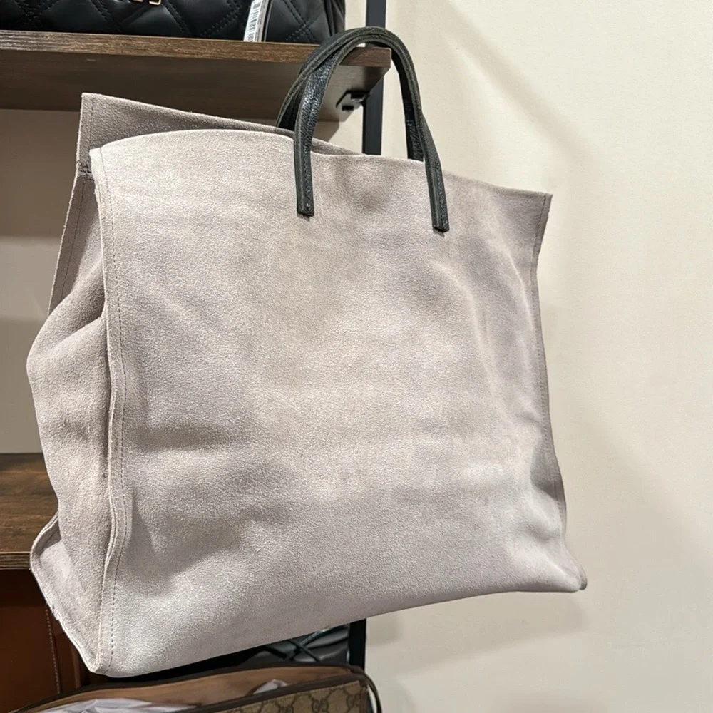 Clare V Simple Tote in Soft Gray Suede